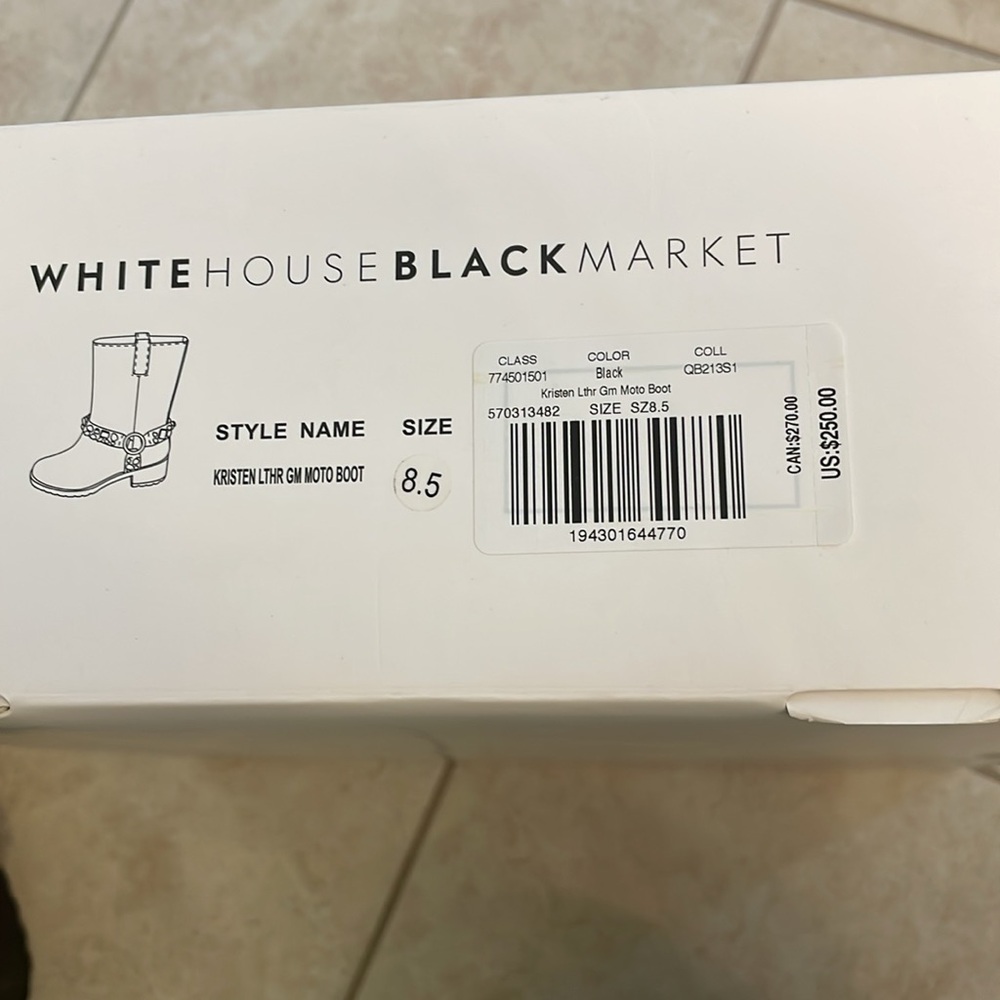 WHBM Kristen Black Leather Moto Boots - Picture 6 of 6